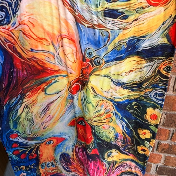 Noracora womens multicolor peacock butterfly short sleeve slit maxi dres… - Picture 3 of 5